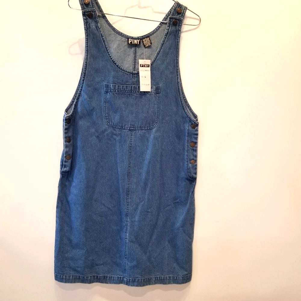 Vintage New‎ Denim Jean Jumper Dress Retro 1990's Women's Blue Jean Dress M